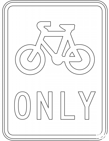 “Bicycles Only” Sign in Australia coloring page image