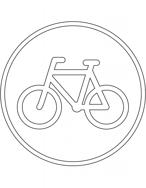 “Bicycles Only” Sign in Denmark coloring page image