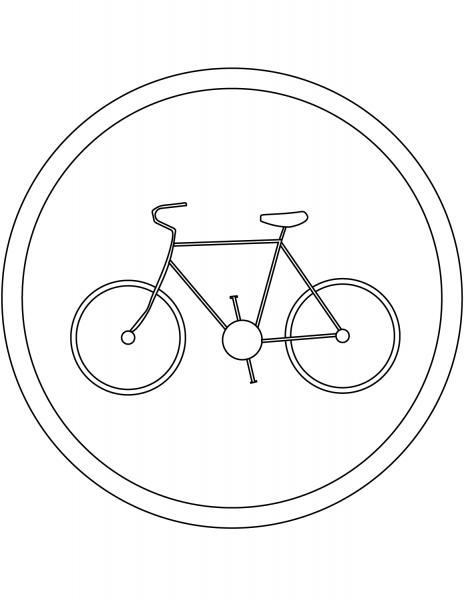 “Bicycles Only” Sign in France coloring page image