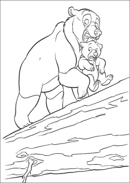 Big Bear Protects Little Bear coloring page image