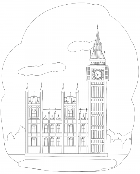 Big Ben coloring page image