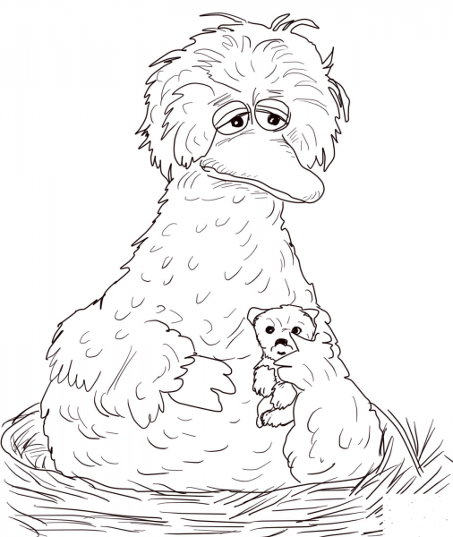 Big Bird Sitting on Her Nest coloring page image