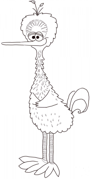 Big Bird Standing and Waiting coloring page image