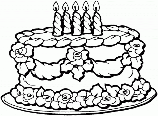 Big birthday cake coloring page image