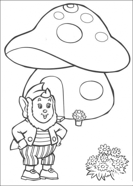 Big-Ears And The Mushroom House  coloring page image