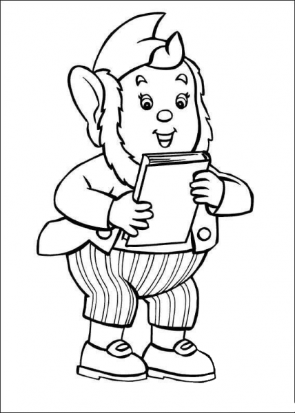 Big-Ears dwarf Reads The Book  coloring page image