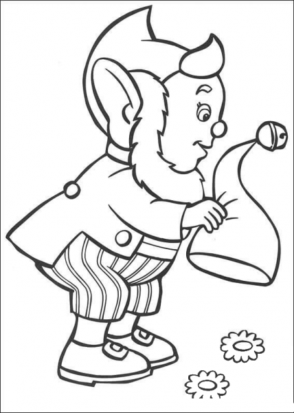 Big-Ears gnome plays a Hat  coloring page image