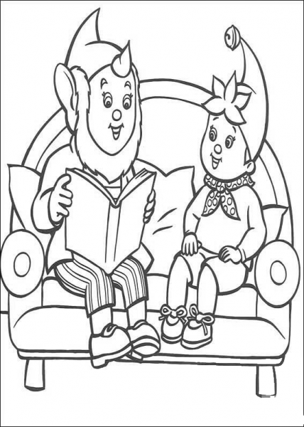 Big-Ears Reads a story to Noddy  coloring page image