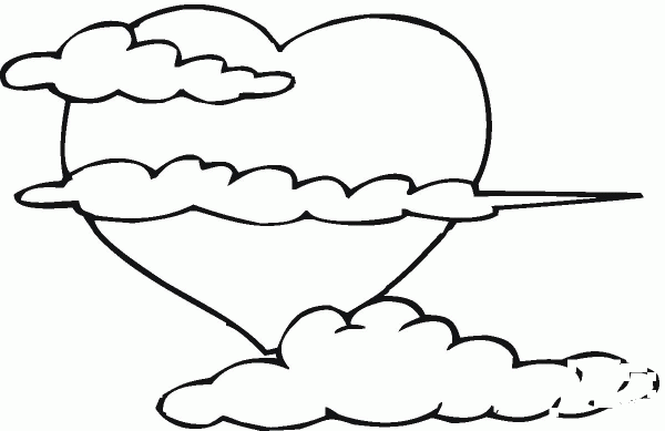 Big Heart in the Clouds coloring page image