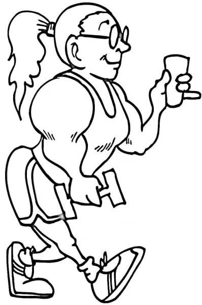 Big Muscles Lady coloring page image