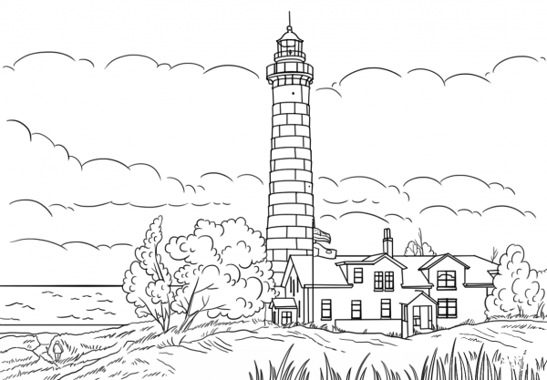 Big Sable Point Lighthouse, Ludington, Michigan coloring page image