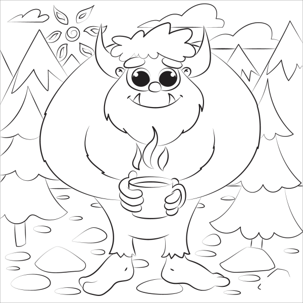 Bigfoot coloring page image