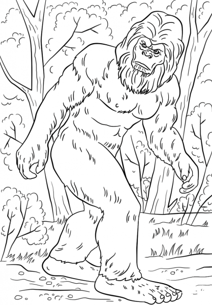 Bigfoot coloring page image