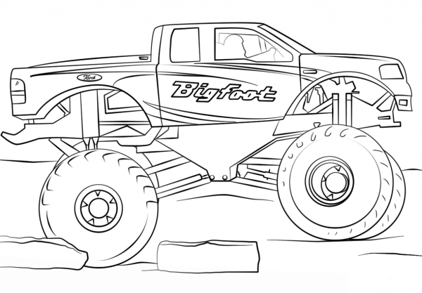 Bigfoot Monster Truck coloring page image