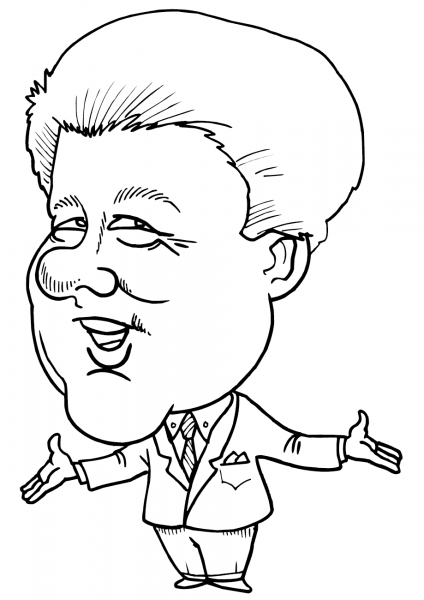 Bill Clinton caricature  coloring page image
