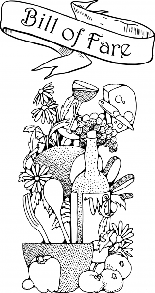 Bill of Fare coloring page image