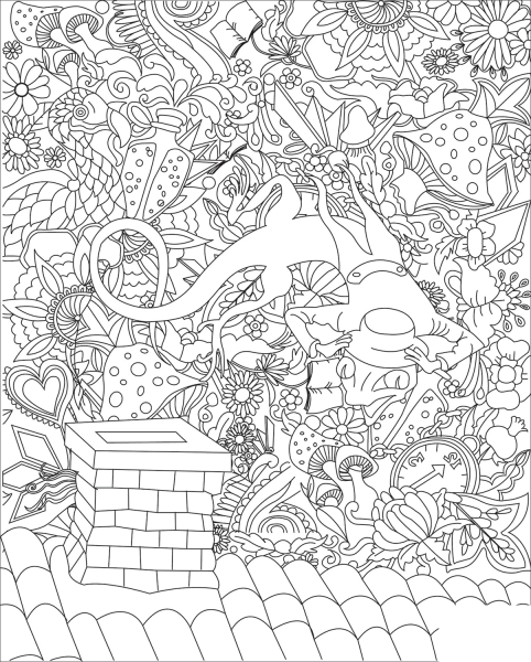 Bill the Lizard Pops out of the Chimney After a Kick from Alice coloring page image