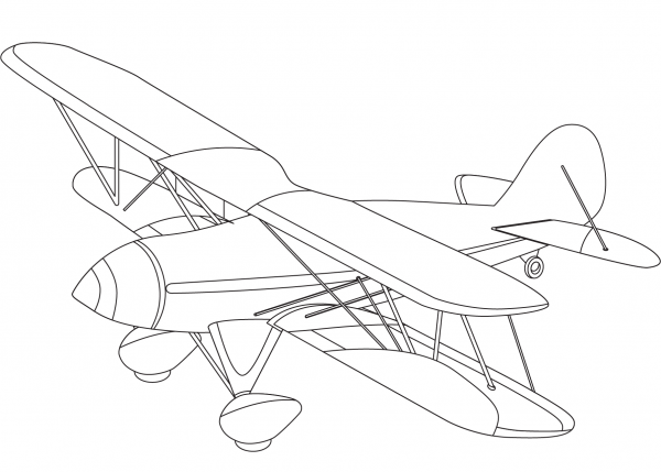 Biplane coloring page image