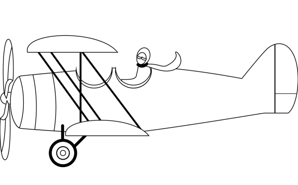 Biplane with Pilot coloring page image