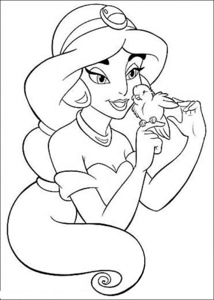 Bird And Jasmine  coloring page image