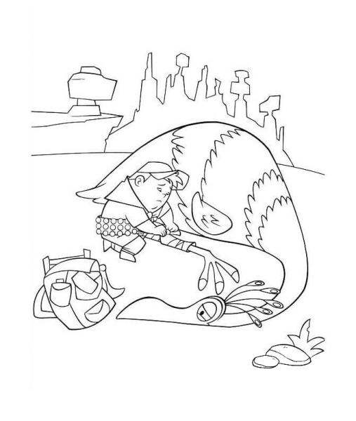 Bird And Russell In Sadness  coloring page image