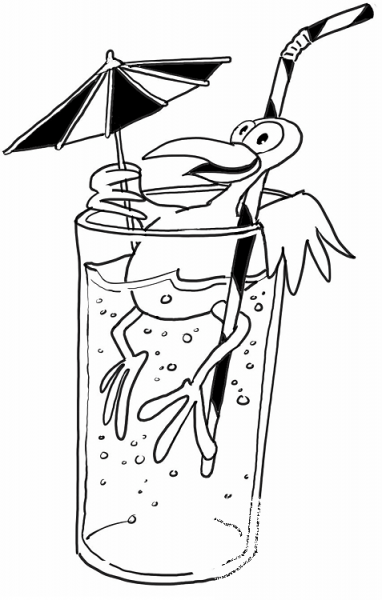 Bird Is Having A Drink coloring page image