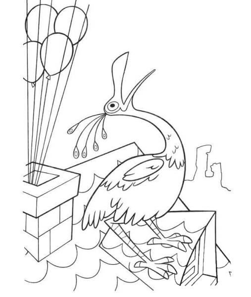 Bird Is Singing On The Roof  coloring page image