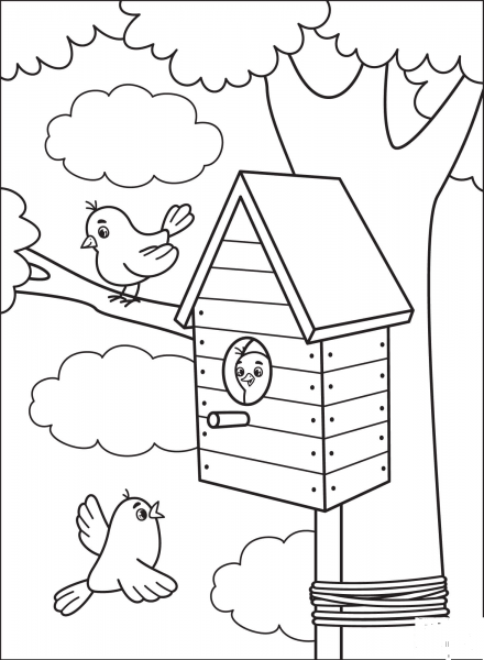 Birdhouse coloring page image