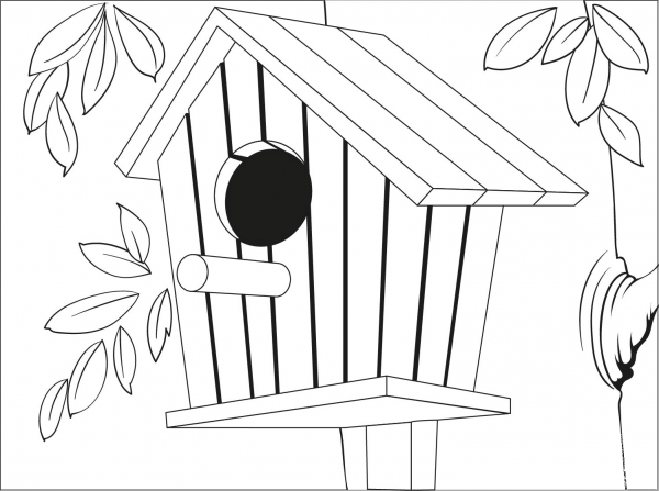 Birdhouse coloring page image