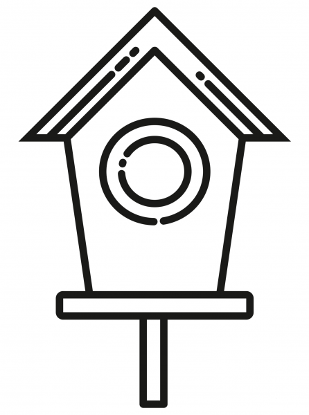 Birdhouse with Bird coloring page image