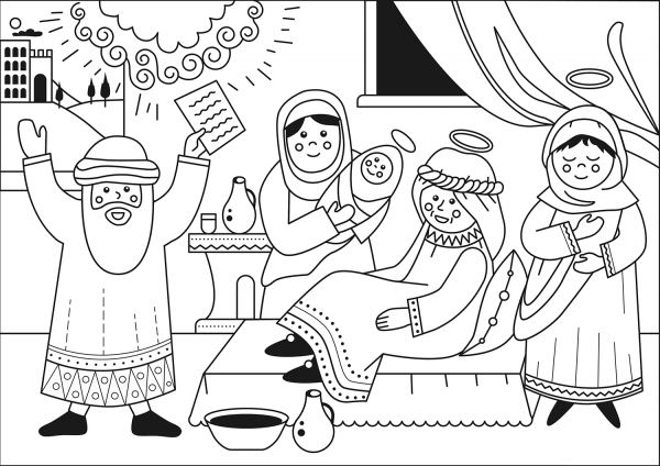 Birth of John the Baptist coloring page image