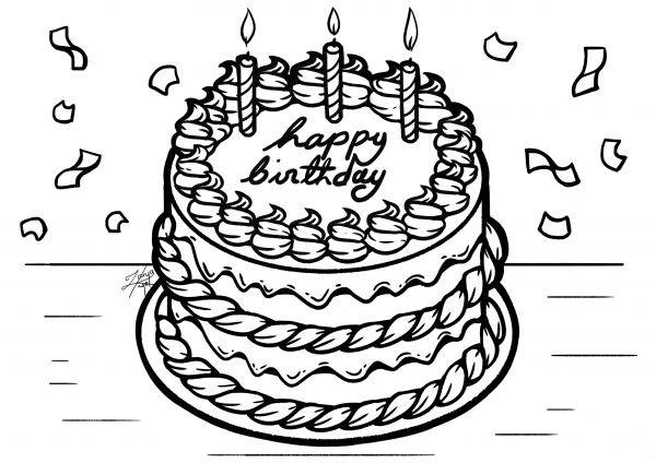 Birthday Cake coloring page image