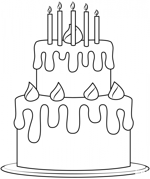 Birthday Cake coloring page image