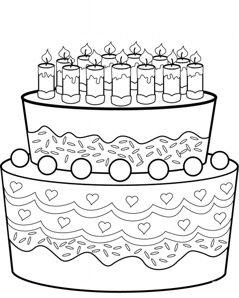 Birthday Cake coloring page image