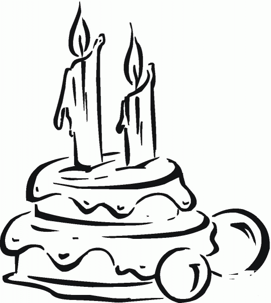Birthday cake with candles coloring page image