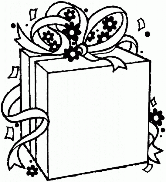 Birthday gift package  coloring page image