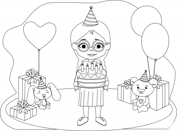 Birthday Girl coloring page image