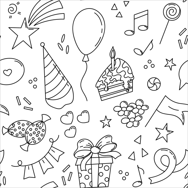 Birthday Pattern coloring page image
