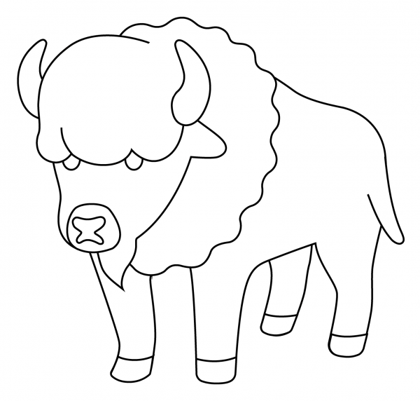 Bison Emoji coloring page image