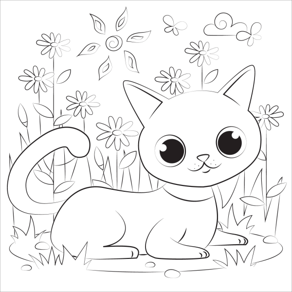 Black Cat coloring page image