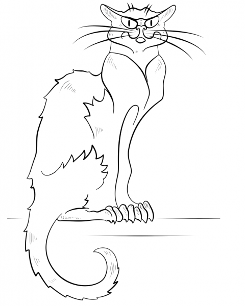 Black Cat coloring page image