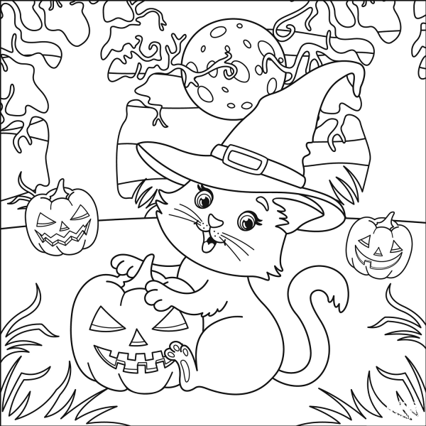 Black Cat coloring page image