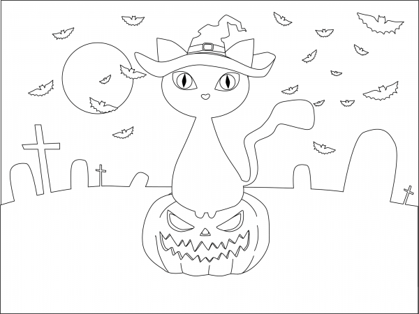 Black Cat coloring page image