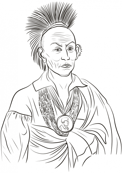 Black Hawk Chief coloring page image