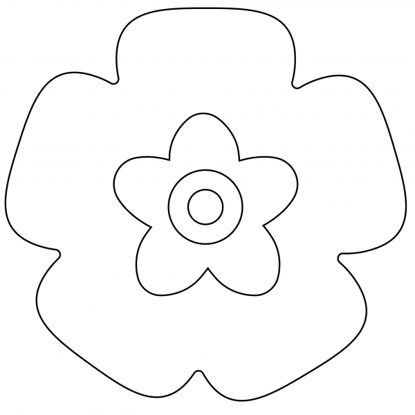 Black Rosette Emoji coloring page image