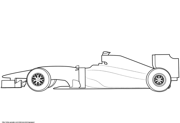 Blank Formula 1 Race Car coloring page image