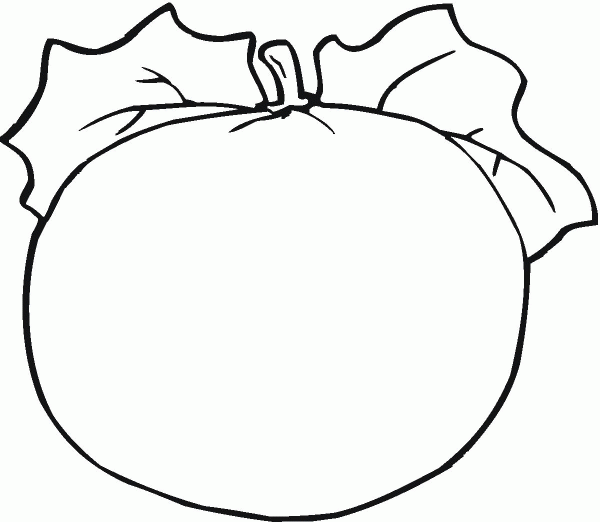 Blank Pumpkin with Leaves coloring page image