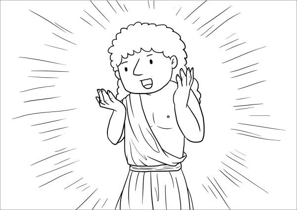 Blind Bartimaeus Receives His Sight (Mark 10:46-52) coloring page image