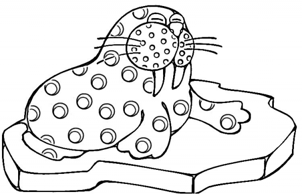 Blue Walrus  coloring page image