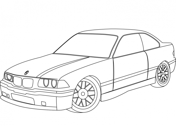 BMW E36 coloring page image